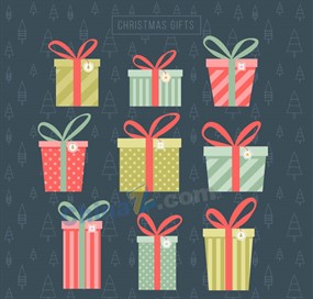 美丽圣诞礼品盒子矢量